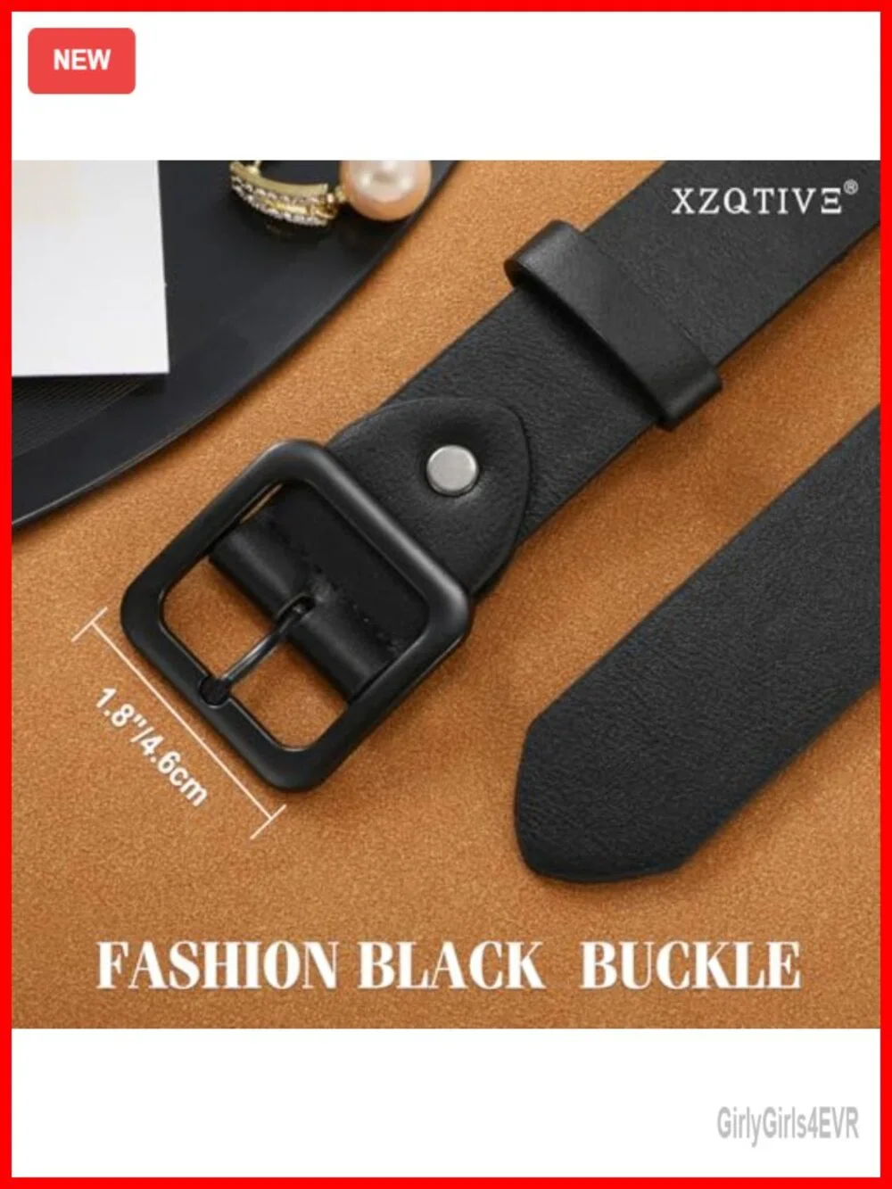 Women's Faux Leather Belt with Square Buckle for Jeans & Dresses